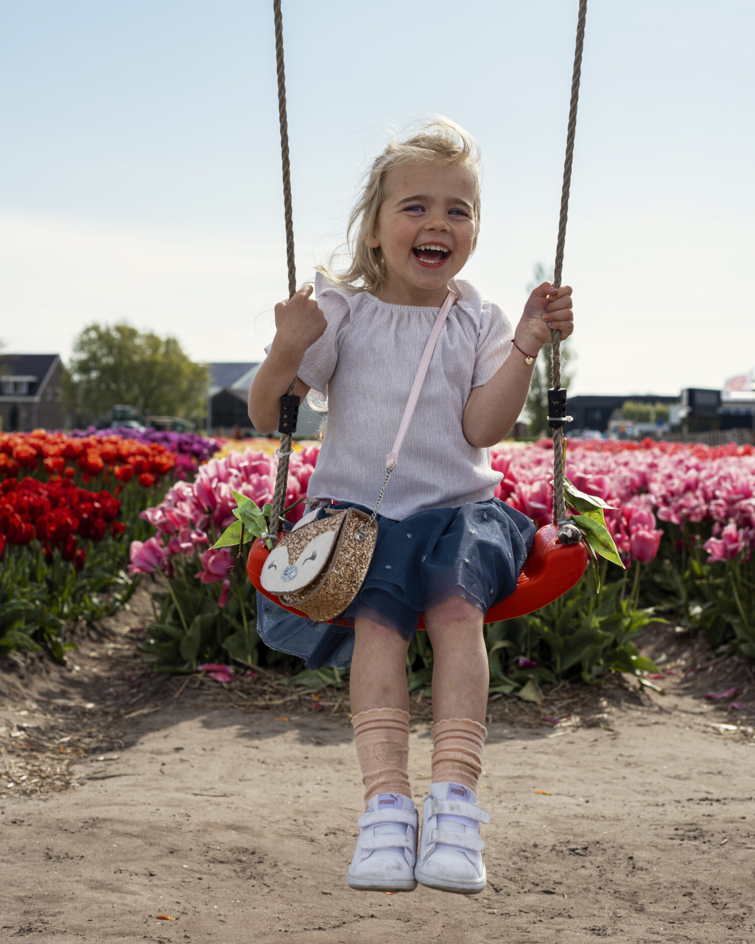 Kids uitje naar de tulpenvelden foto maken